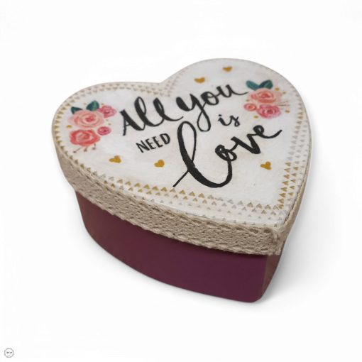 "All you need is love" szív formájú doboz lótusz gyertyával