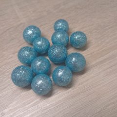 Csillámos hungarocell golyó - 15 mm - jégkék