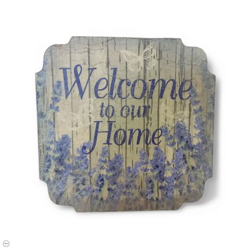 Welcome to our home feliratú levendulás fakép