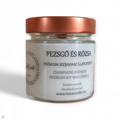 Pezsgő és rózsa prémium szójaviasz illatgyertya