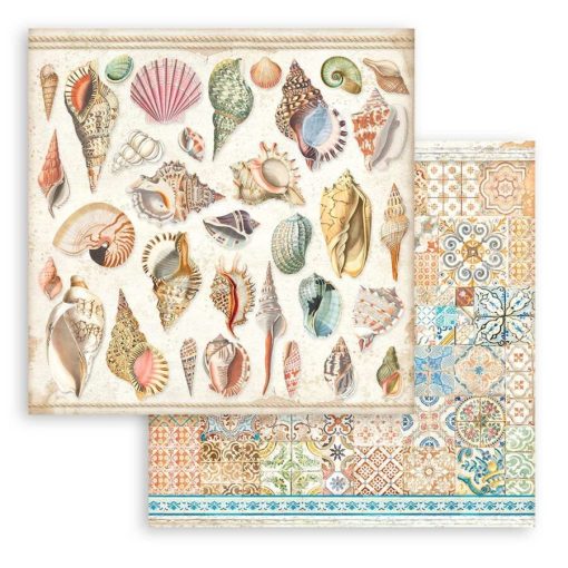 Scrapbooking kétoldalas papír - Blue Dream shells