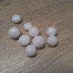 Csillámos hungarocell golyó - 15 mm - fehér