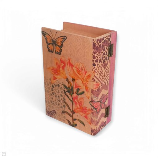 Pillangós könyv formájú fadoboz