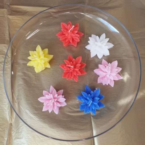 Úszógyertya szett üvegtállal