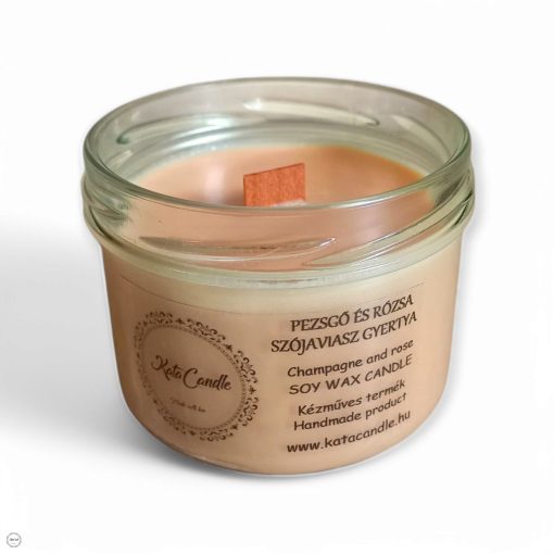 Pezsgő és rózsa szójaviasz illatgyertya