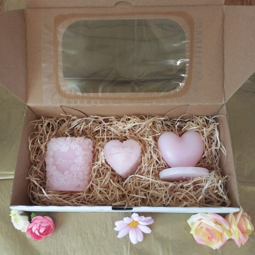 Szívgyertya szett dobozban